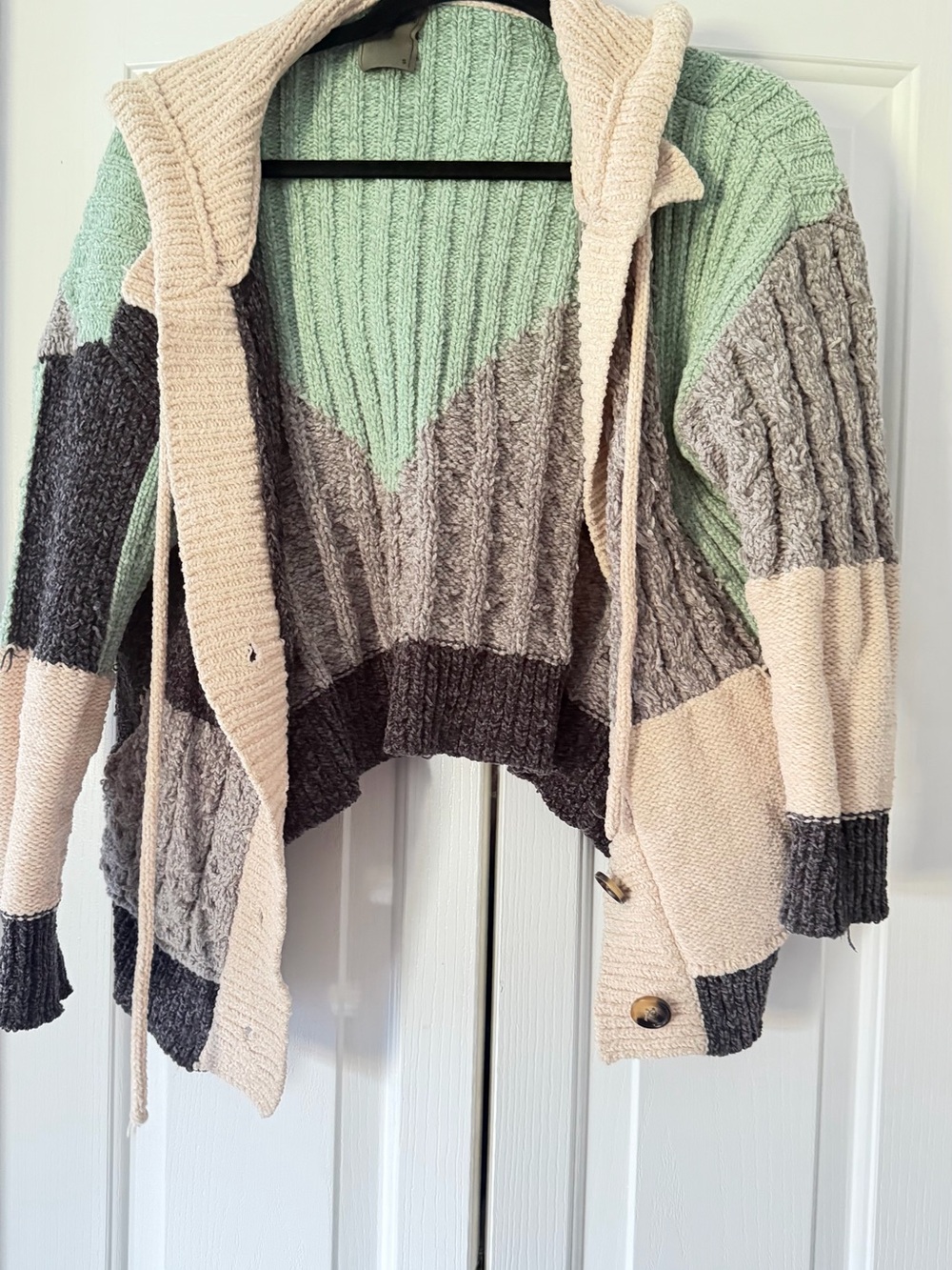 torrid Mint, Cream & Gray Colorblock Hooded Cardigan